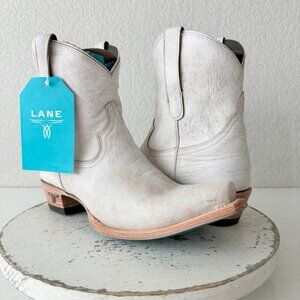 Lane EMMA JANE Womens Cowboy Booties White Western Short Ankle Boots Size 8.5